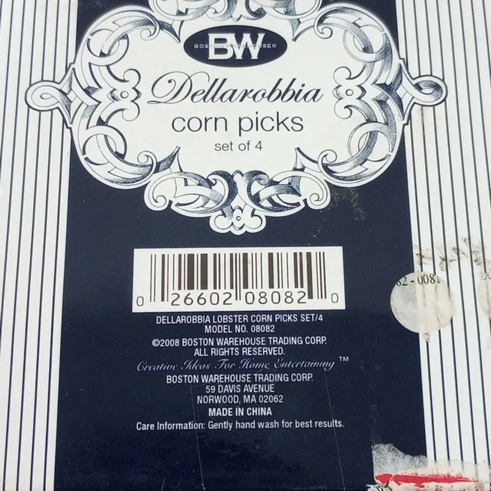 Boston Warehouse Dellarobbia Lobster Shaped Corn Pick Set